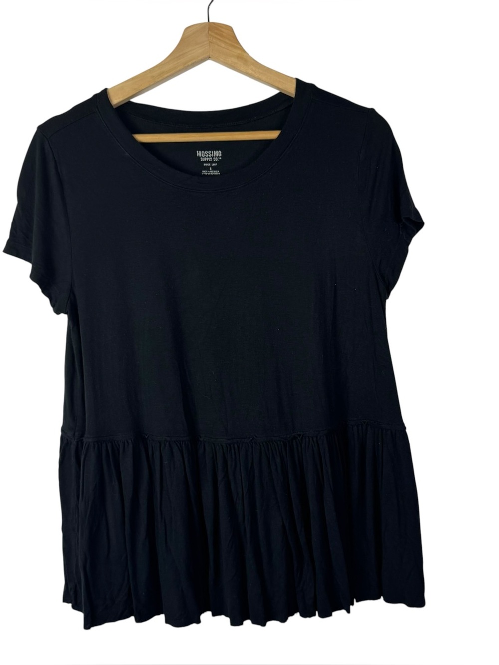 Mossimo Black Peplum Fit Swing Short Sleeve Blouse S